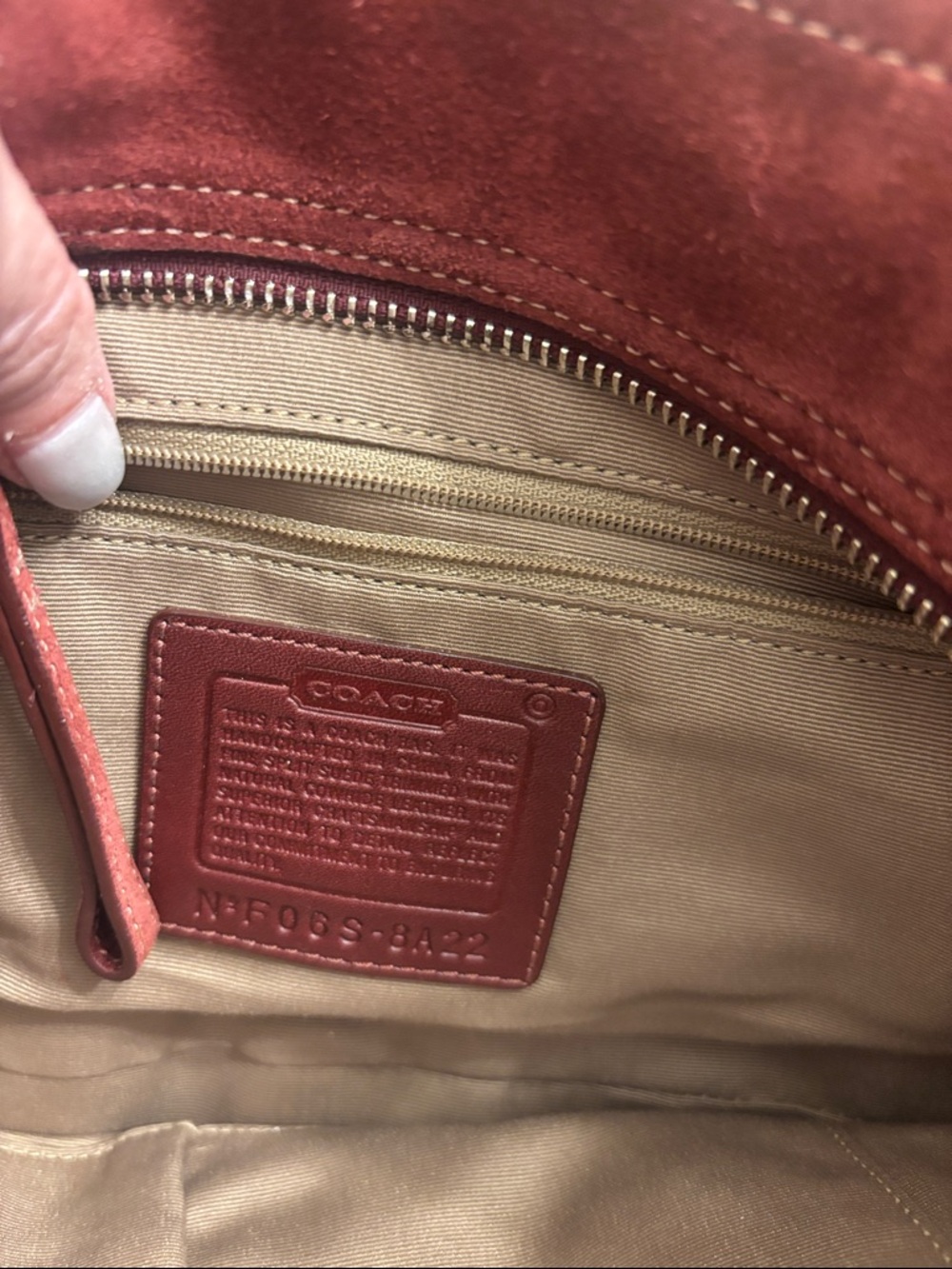 Vintage Coach Suede Pocket Tote in Deep Burgundy - Picture 6 of 11